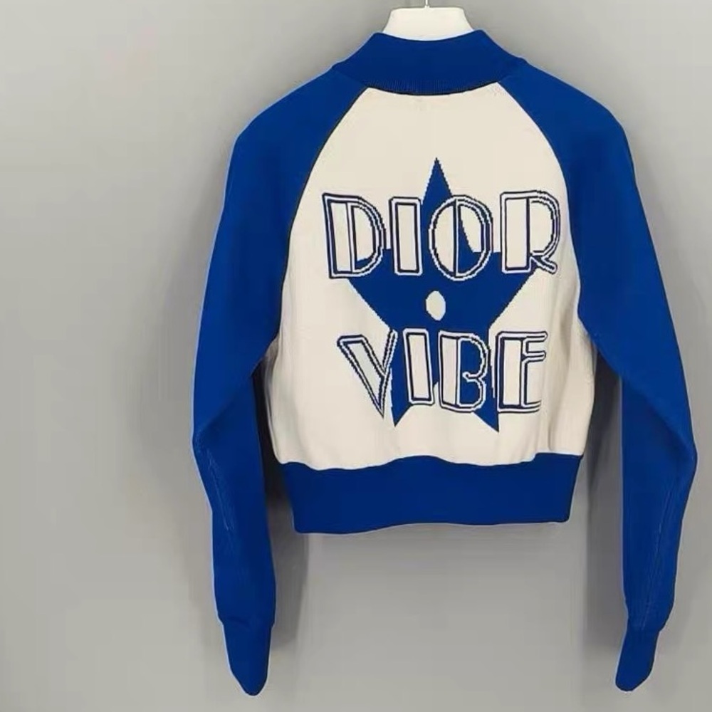 Authentic Dior Blue and Cream Bomber Jacket - Picture 2 of 5